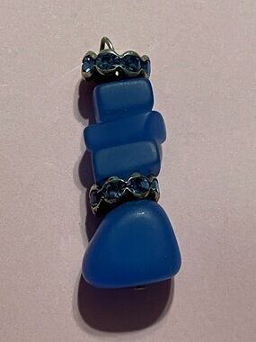 Blue Sea Glass Rhinestone Pendant #9075